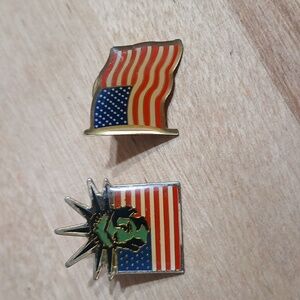 Vintage American Flag Pin and 1986 Statue of Liberty Pin